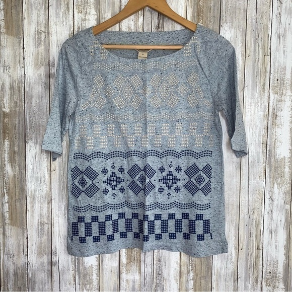 Lucky Brand Blue Embroidered Blouse - Picture 1 of 4